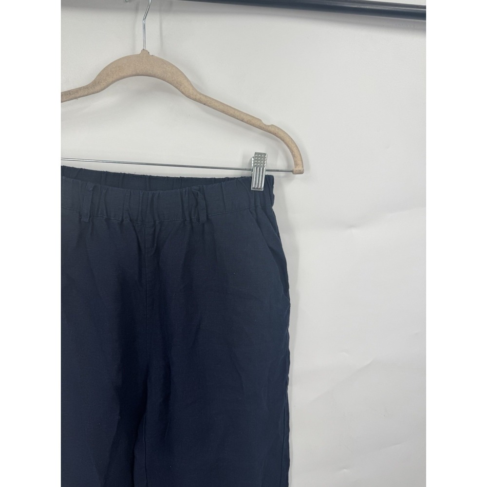 Quince Linen Casual Pant Women XS Navy Blue Minimalist Beach Coastal Pull On - Picture 8 of 8